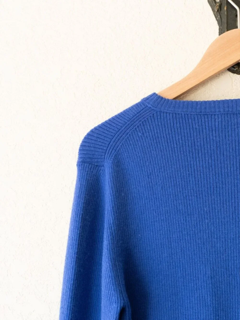 J Crew Merino Wool Blend Ribbed Sweater L Blue Long Sleeve Lightweight Knit